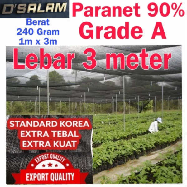Jaring Paranet 90% Grade A Lebar 3 Meter (Eceran) Anti Hama