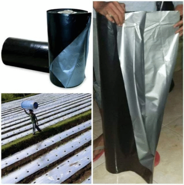 Plastik Mulsa Hitam Perak 1 Roll 10 Kg/Mulsa Pertanian Cap Kebo